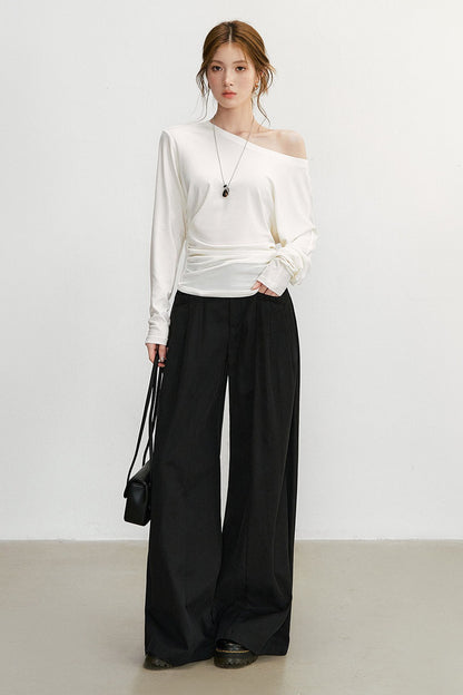 Simple and Elegant Off-Shoulder Top and Pants Set-Up