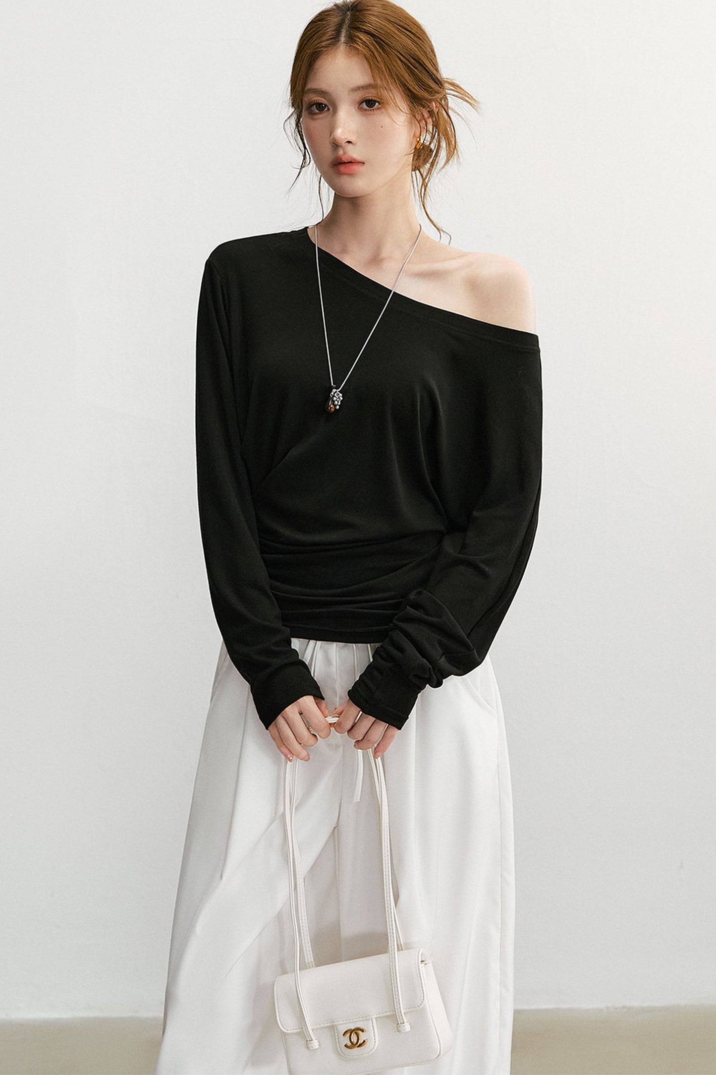 Simple and Elegant Off-Shoulder Top and Pants Set-Up