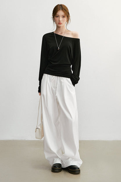 Simple and Elegant Off-Shoulder Top and Pants Set-Up