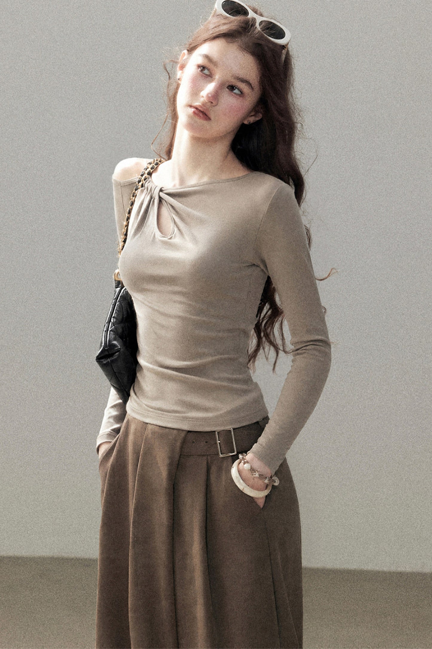 Long-Sleeve Off-Shoulder Top