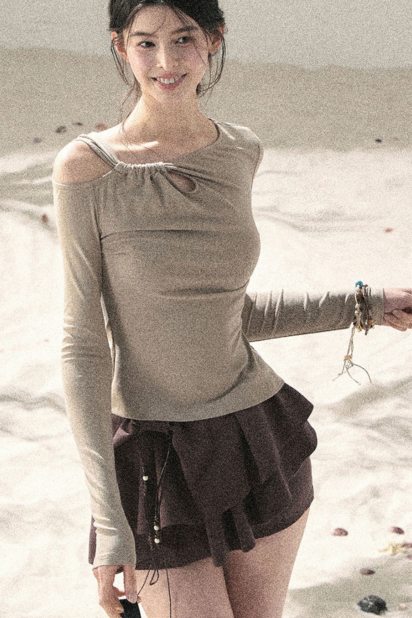 Long-Sleeve Off-Shoulder Top