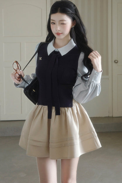 Contrast Patchwork Knit Sweater