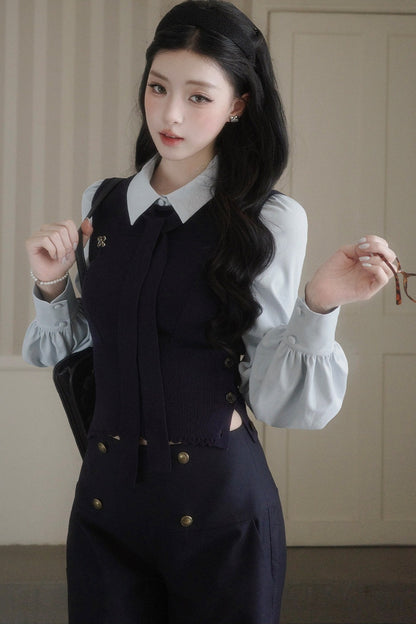 Contrast Patchwork Knit Sweater