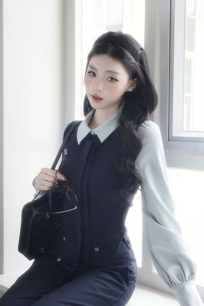Contrast Patchwork Knit Sweater