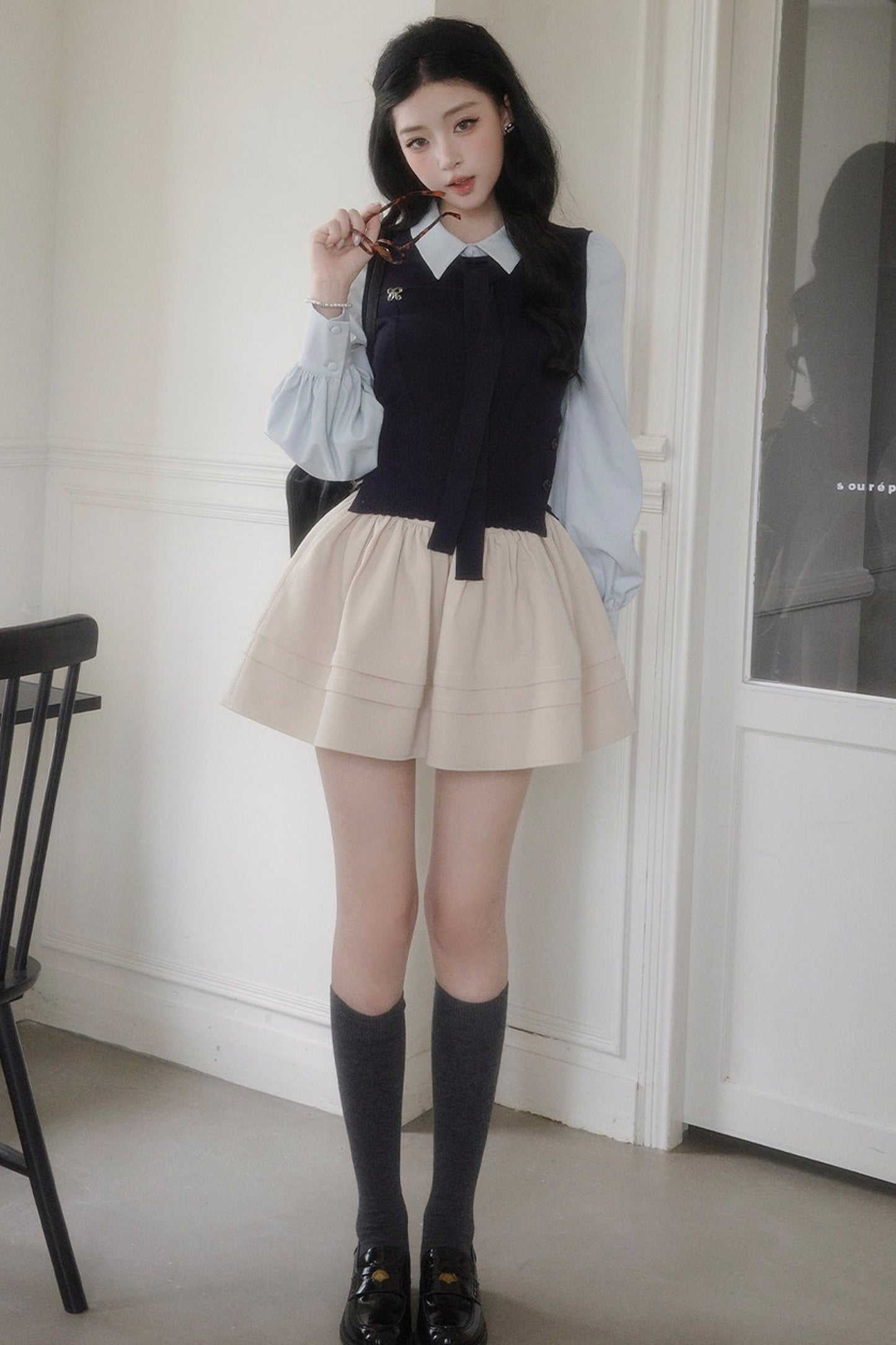 Contrast Patchwork Knit Sweater