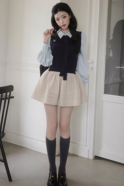 Contrast Patchwork Knit Sweater