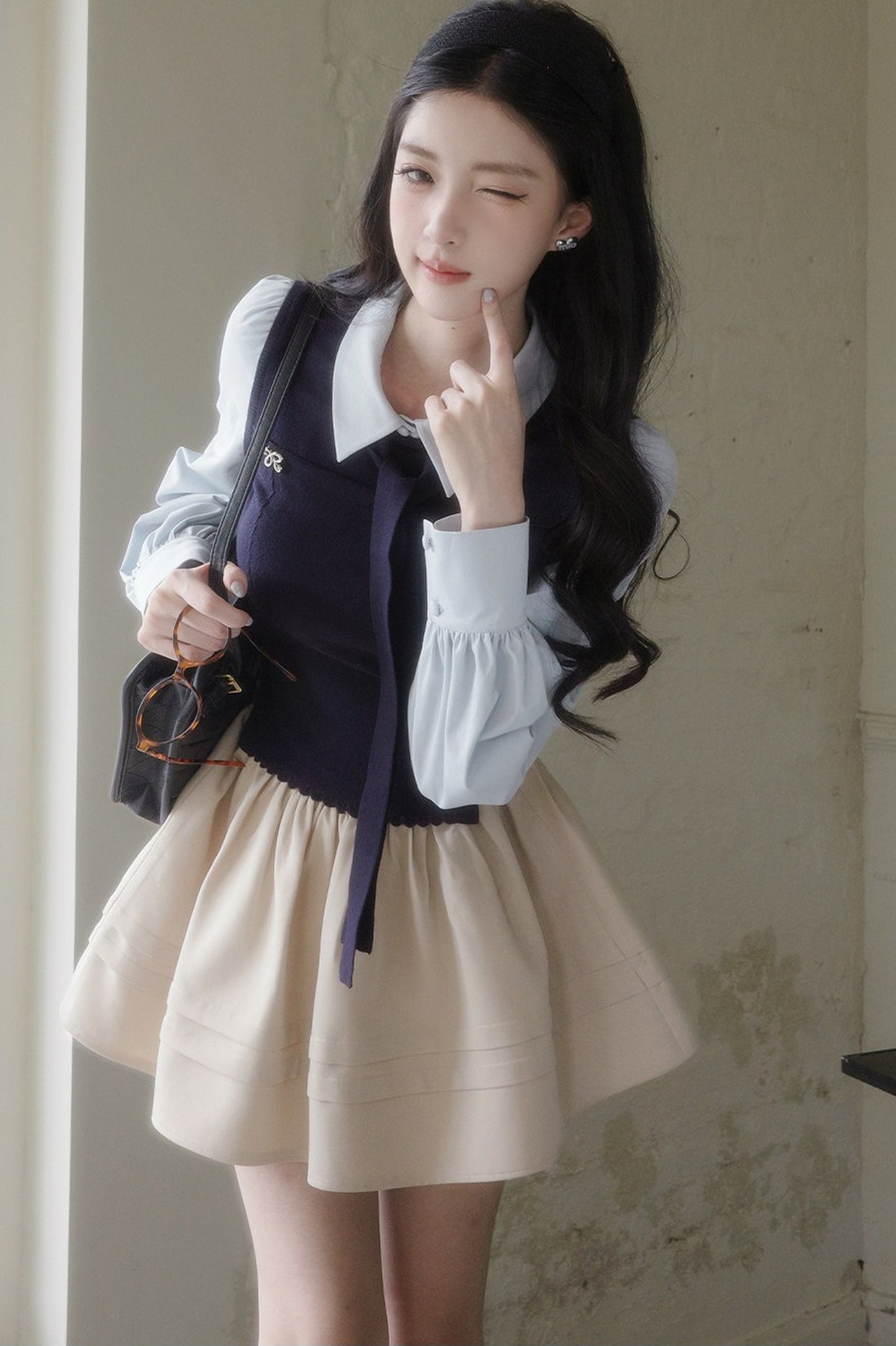 Contrast Patchwork Knit Sweater