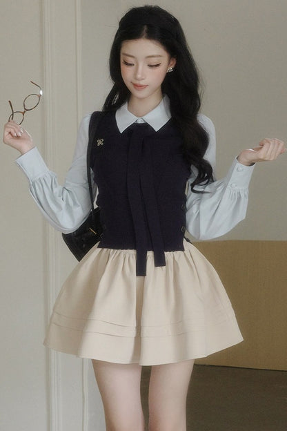 Contrast Patchwork Knit Sweater