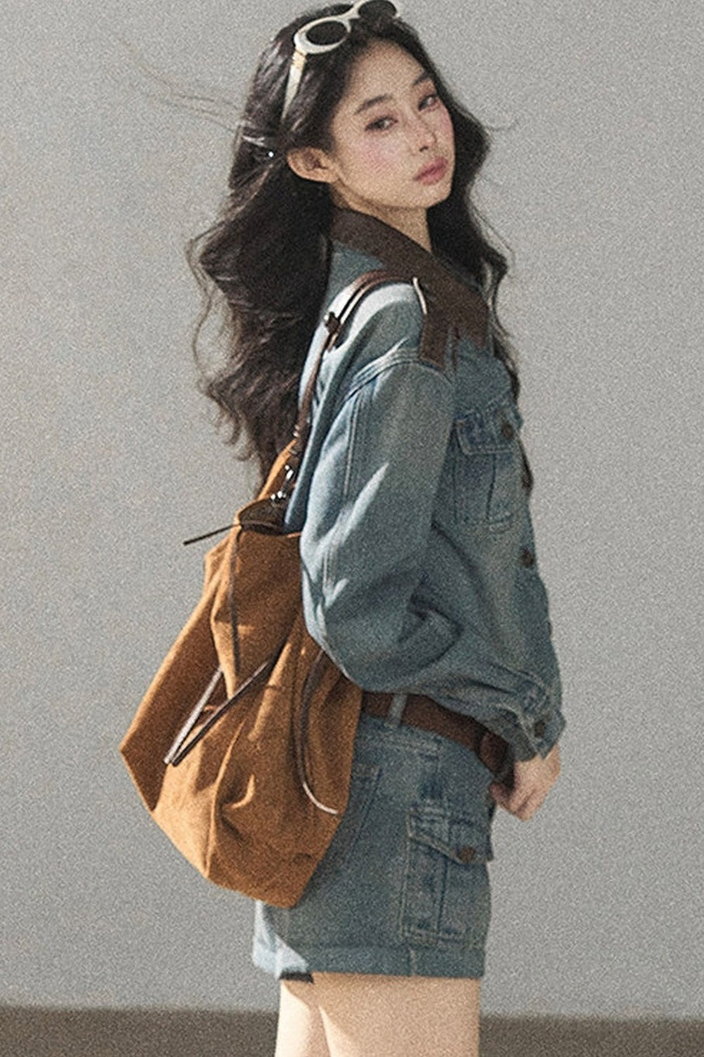 Denim Jacket Shirt And Cargo Shorts Set-Up
