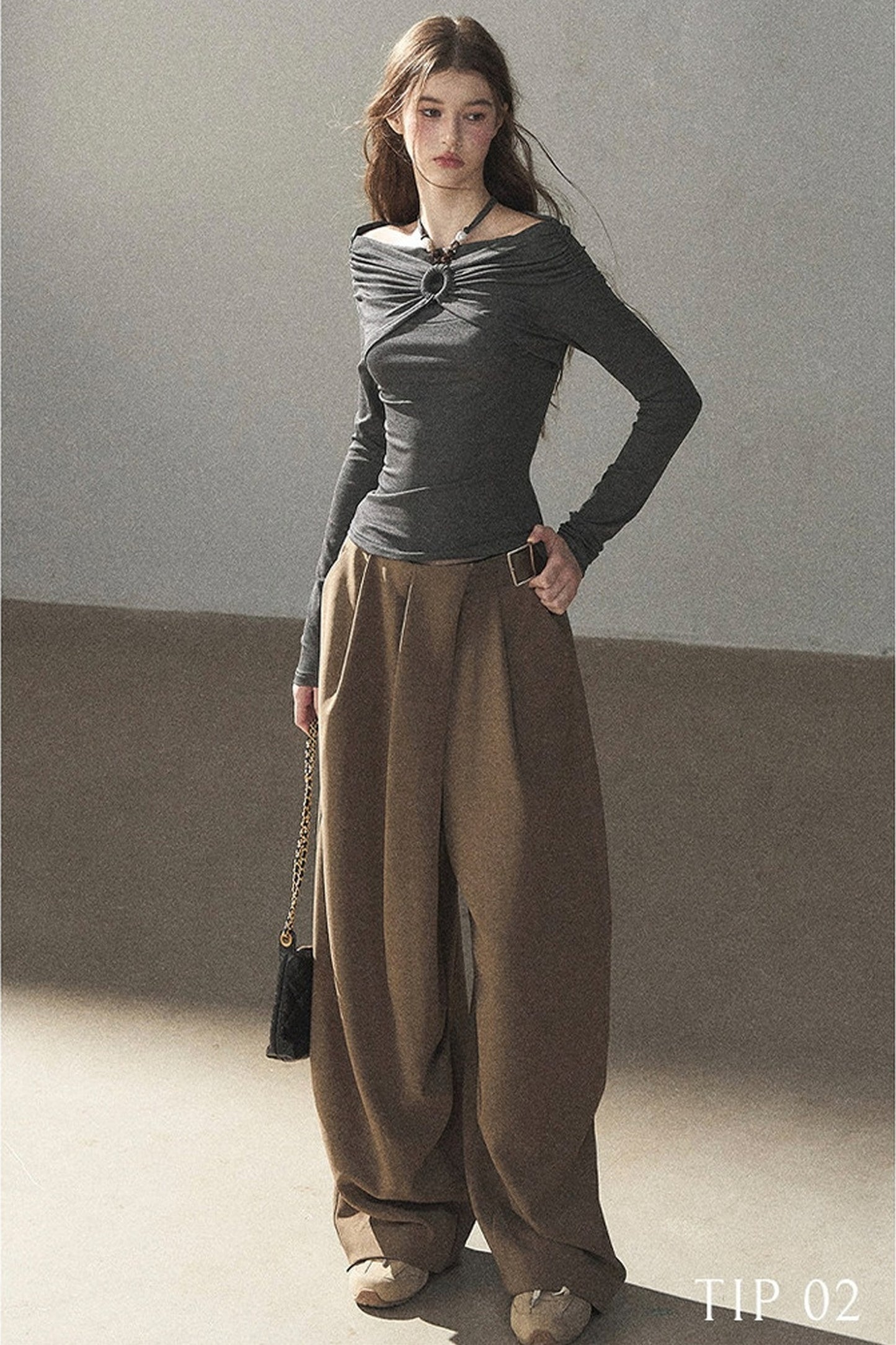 Lockere Damenhose mit weitem Bein