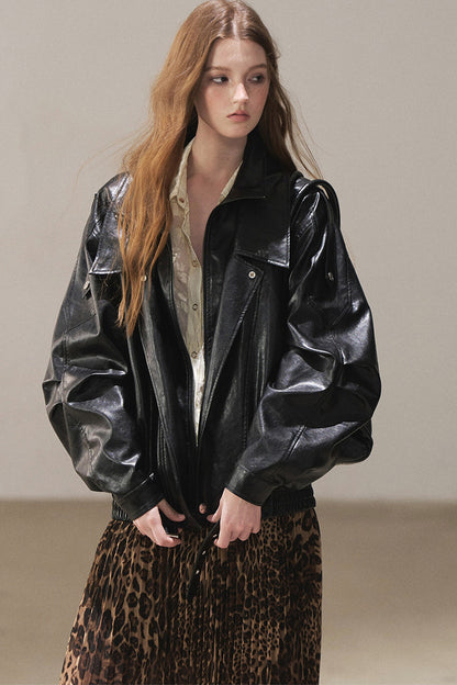 Oil Wax PU Leather Jacket