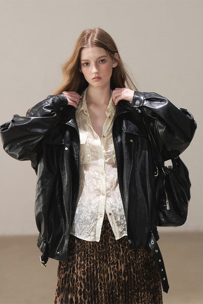 Oil Wax PU Leather Jacket