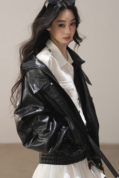 Oil Wax PU Leather Jacket
