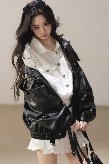 Oil Wax PU Leather Jacket
