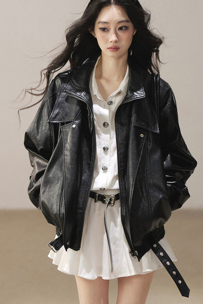 Oil Wax PU Leather Jacket
