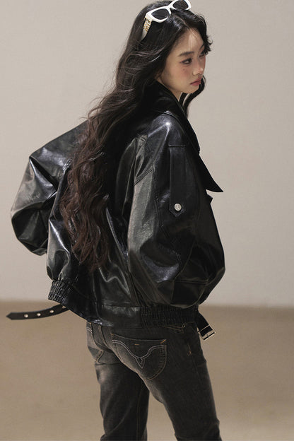 Oil Wax PU Leather Jacket