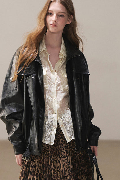 Oil Wax PU Leather Jacket