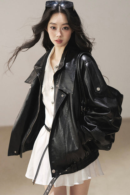 Oil Wax PU Leather Jacket