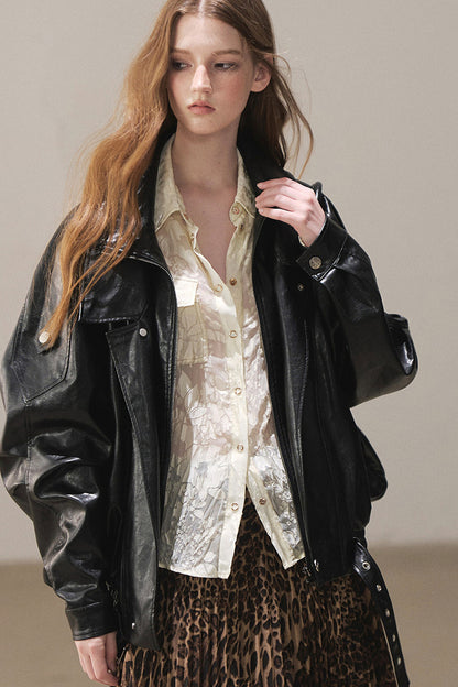 Oil Wax PU Leather Jacket