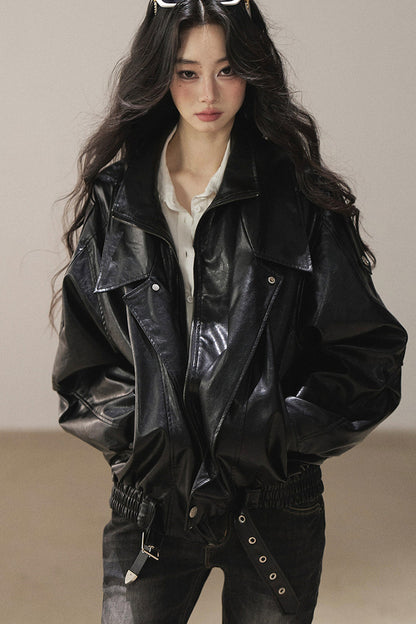 Oil Wax PU Leather Jacket
