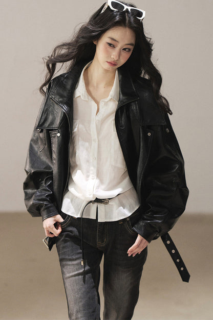 Oil Wax PU Leather Jacket
