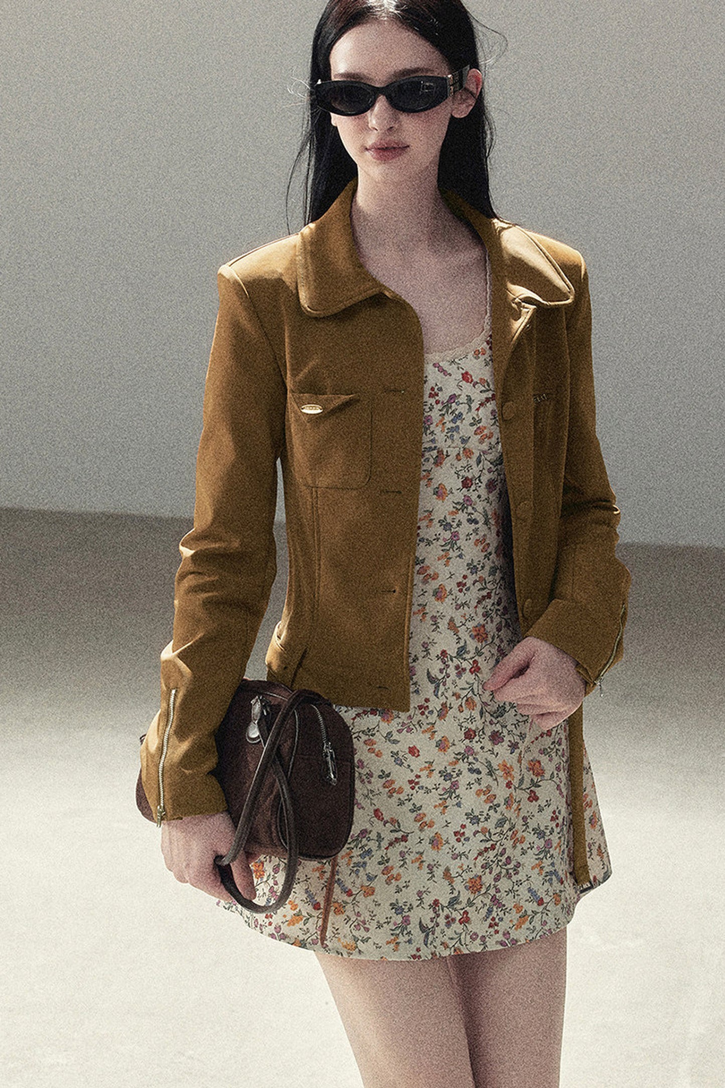 Veste courte style daim PU