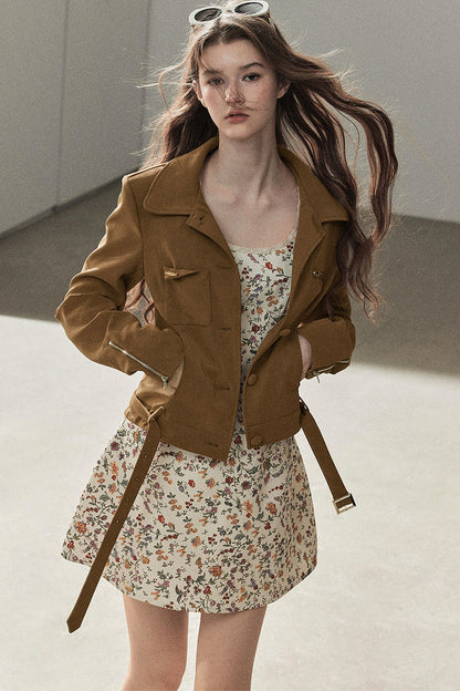 Veste courte style daim PU