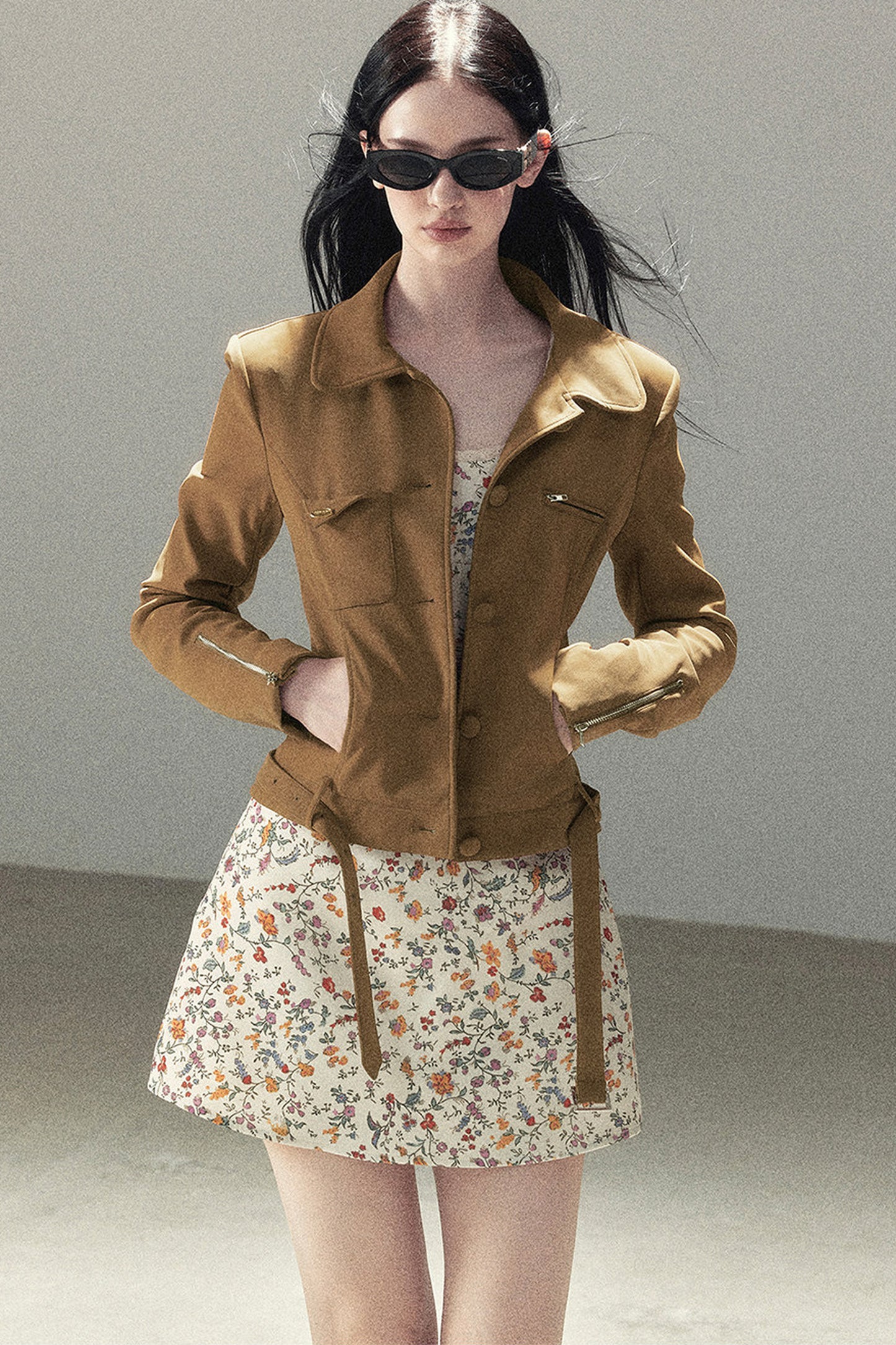 Veste courte style daim PU