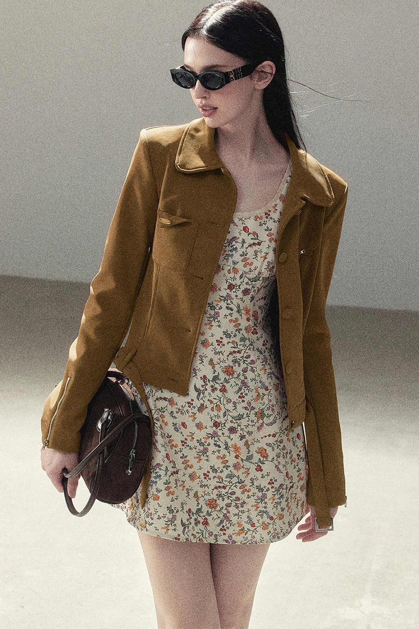 Veste courte style daim PU