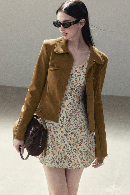 Veste courte style daim PU