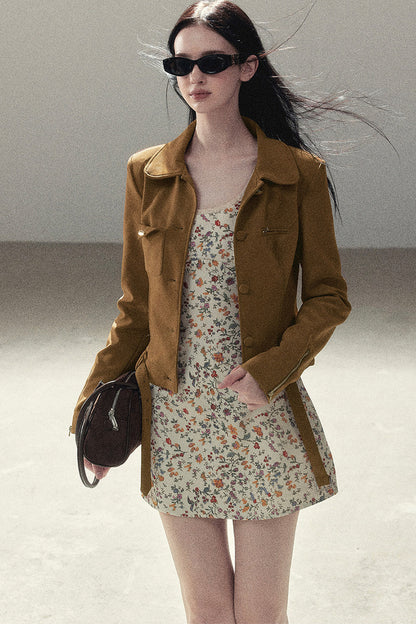 Veste courte style daim PU