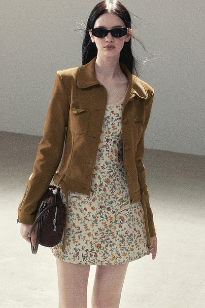 Veste courte style daim PU