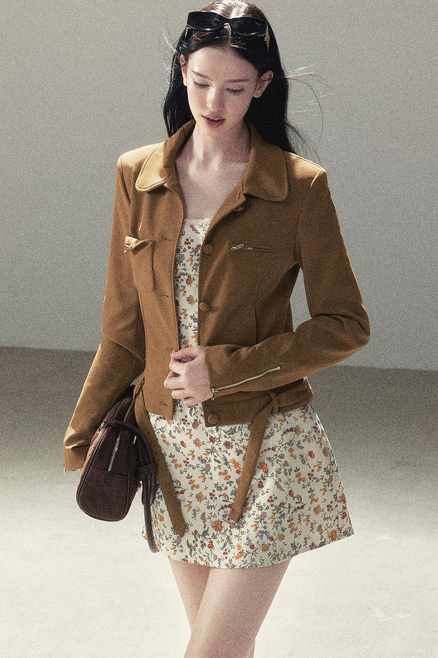 Veste courte style daim PU