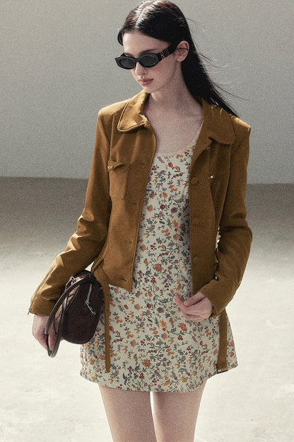 Veste courte style daim PU
