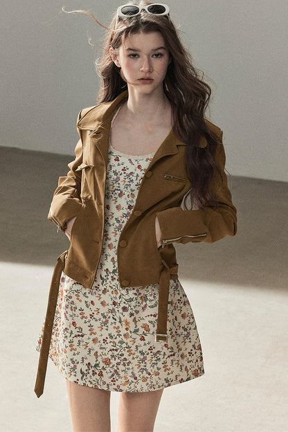 Veste courte style daim PU