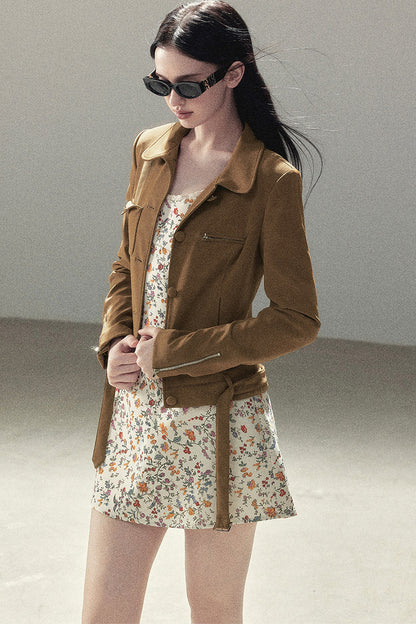 Veste courte style daim PU