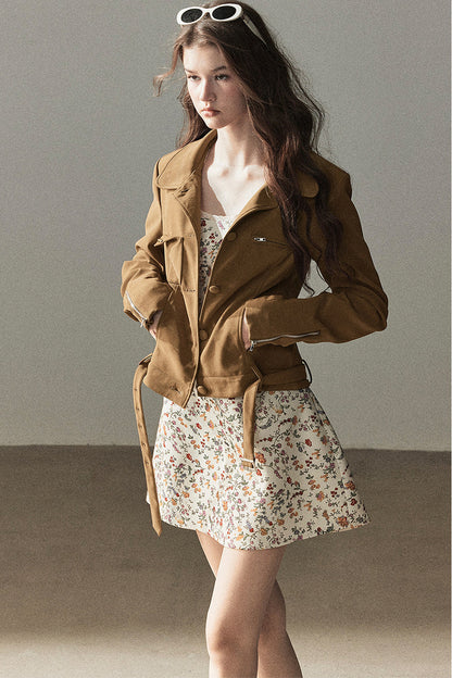 Veste courte style daim PU