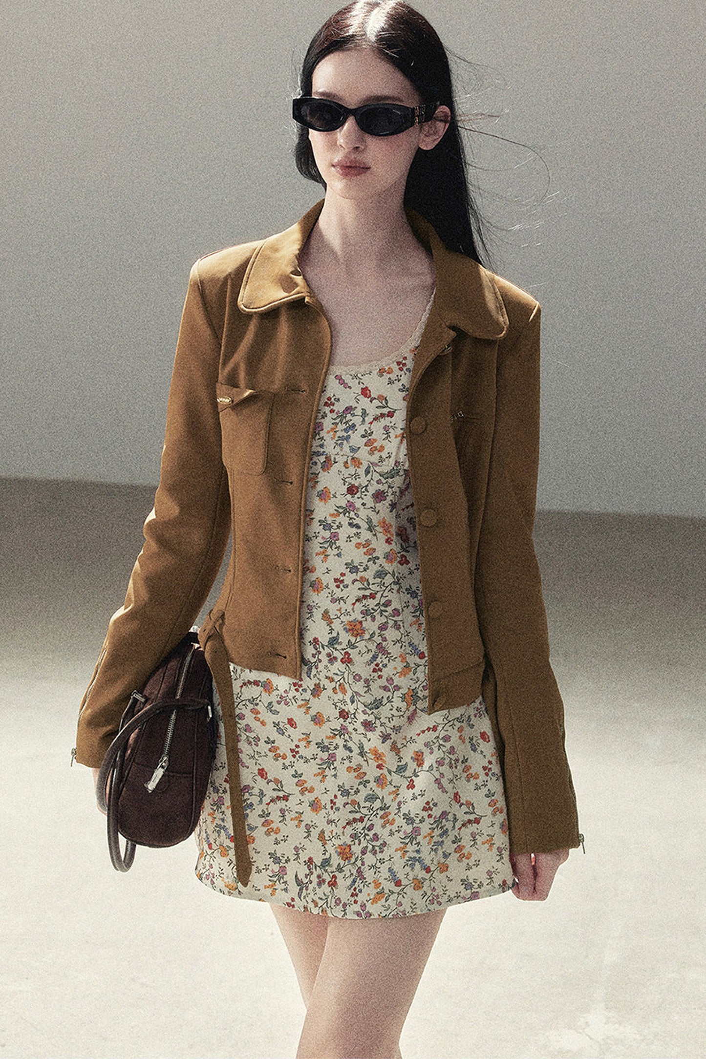 Veste courte style daim PU