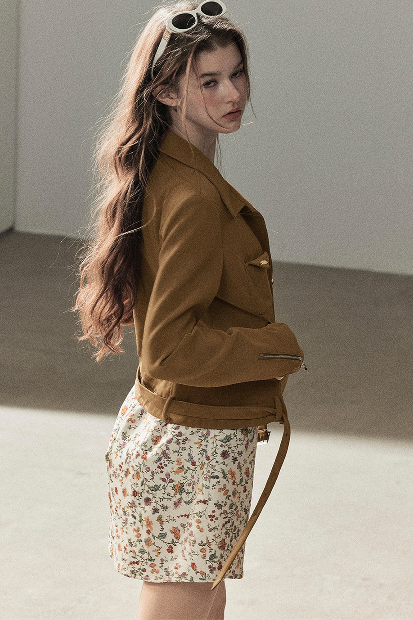 Veste courte style daim PU