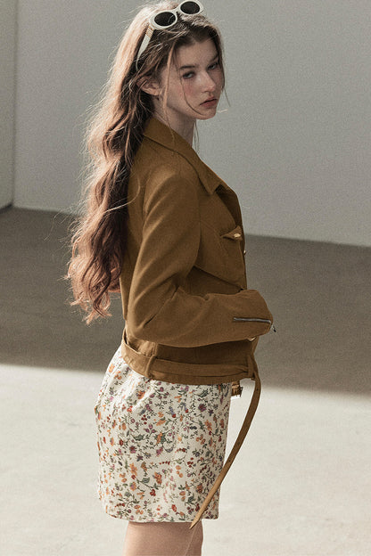 Veste courte style daim PU