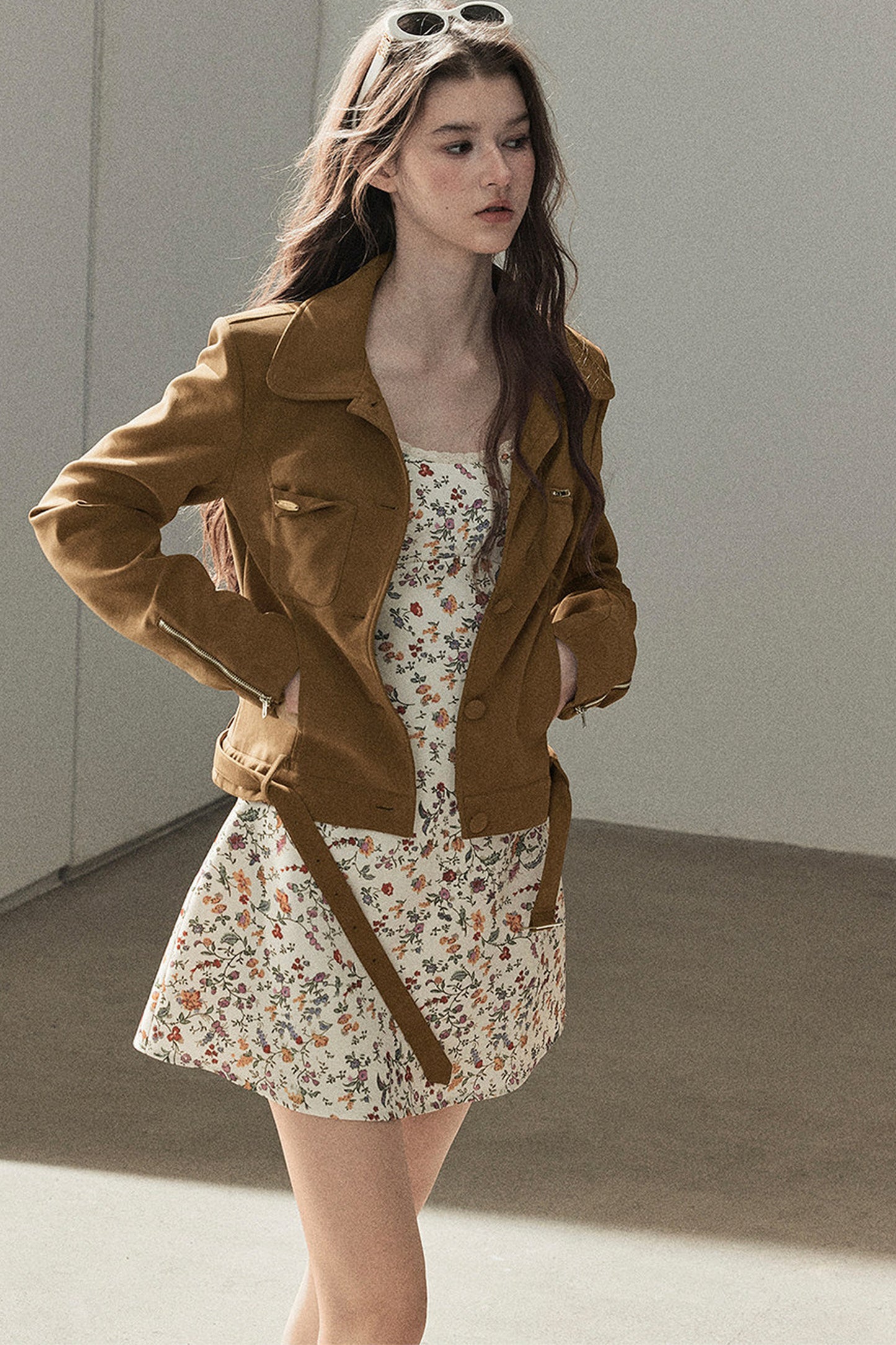 Veste courte style daim PU