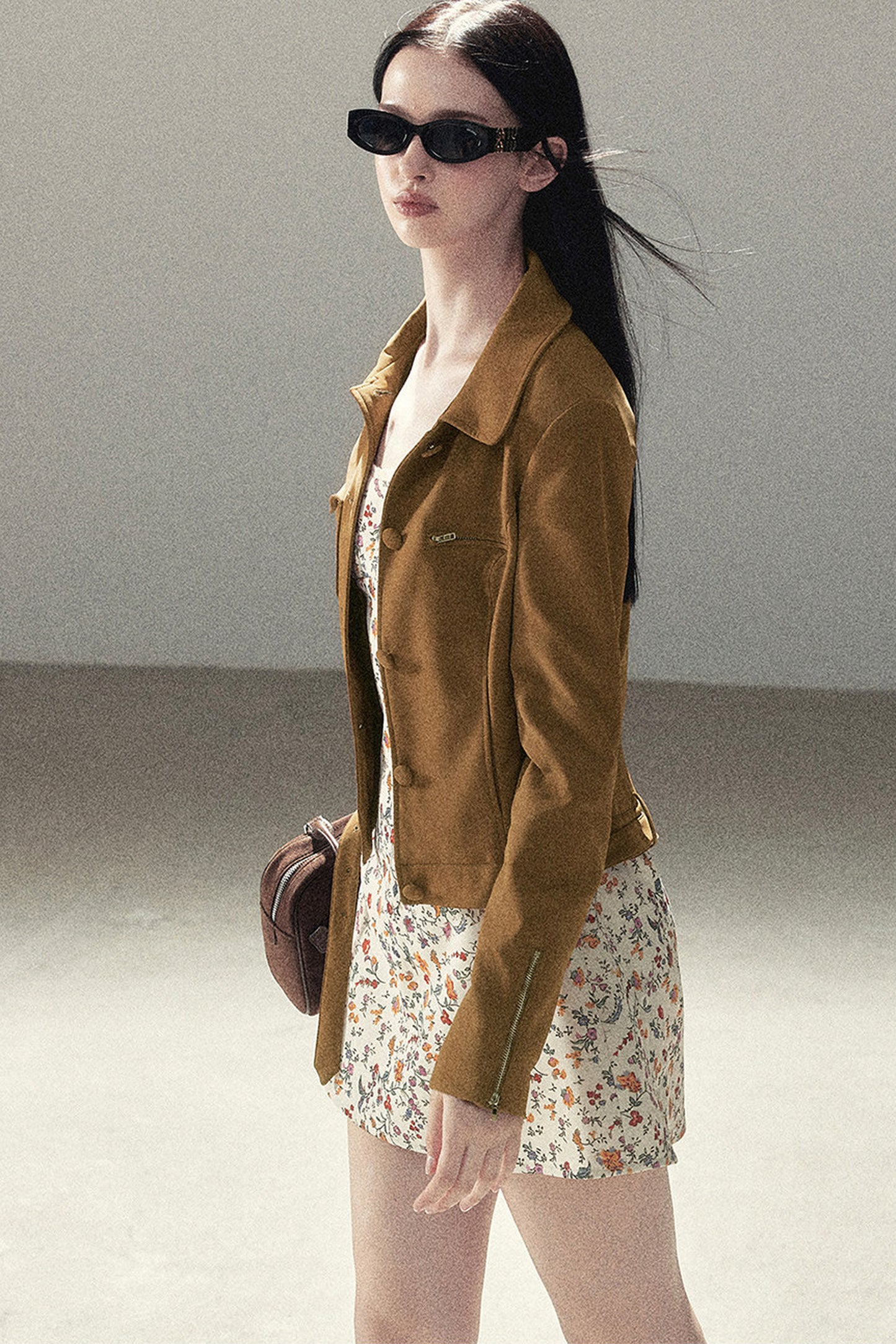 Veste courte style daim PU