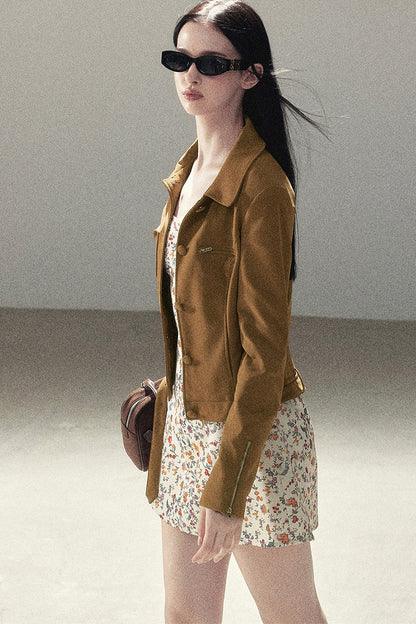 Veste courte style daim PU