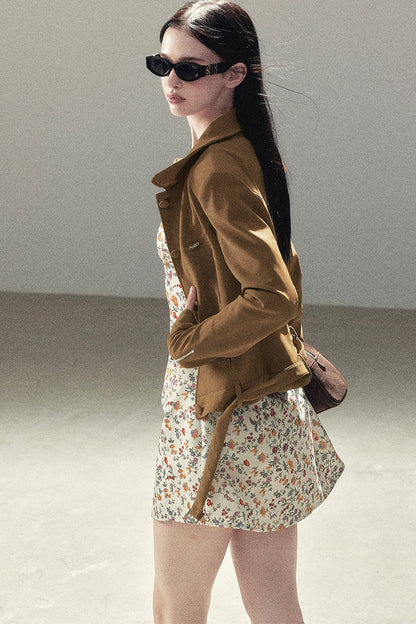 Veste courte style daim PU