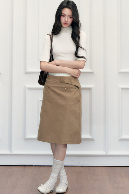 Slim-Fit Half-High Collar Knit Base Top