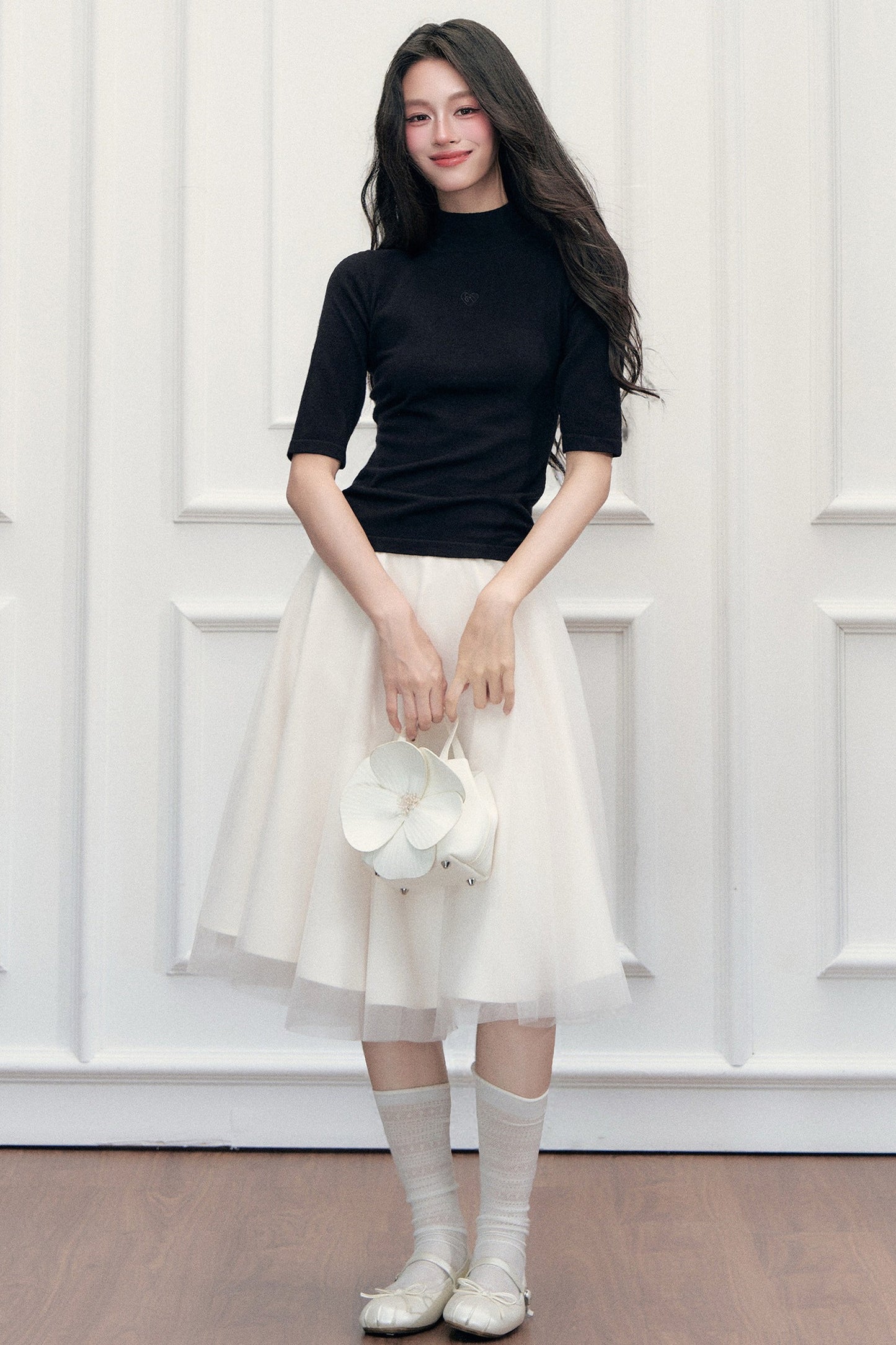 Slim-Fit Half-High Collar Knit Base Top