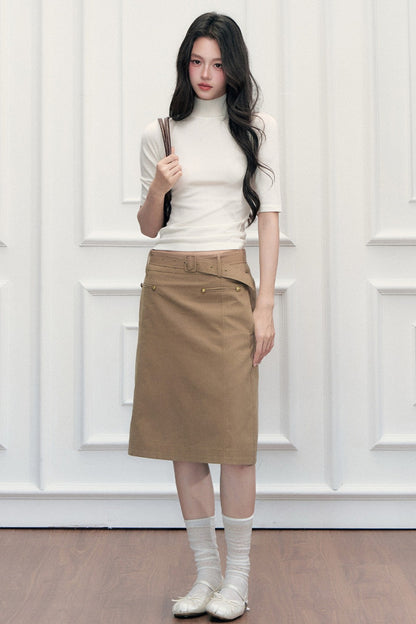 Slim-Fit Half-High Collar Knit Base Top