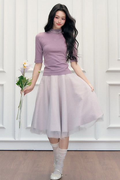 Slim-Fit Half-High Collar Knit Base Top
