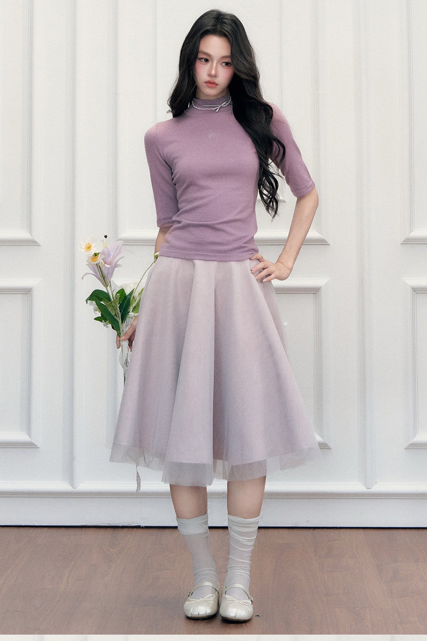Slim-Fit Half-High Collar Knit Base Top