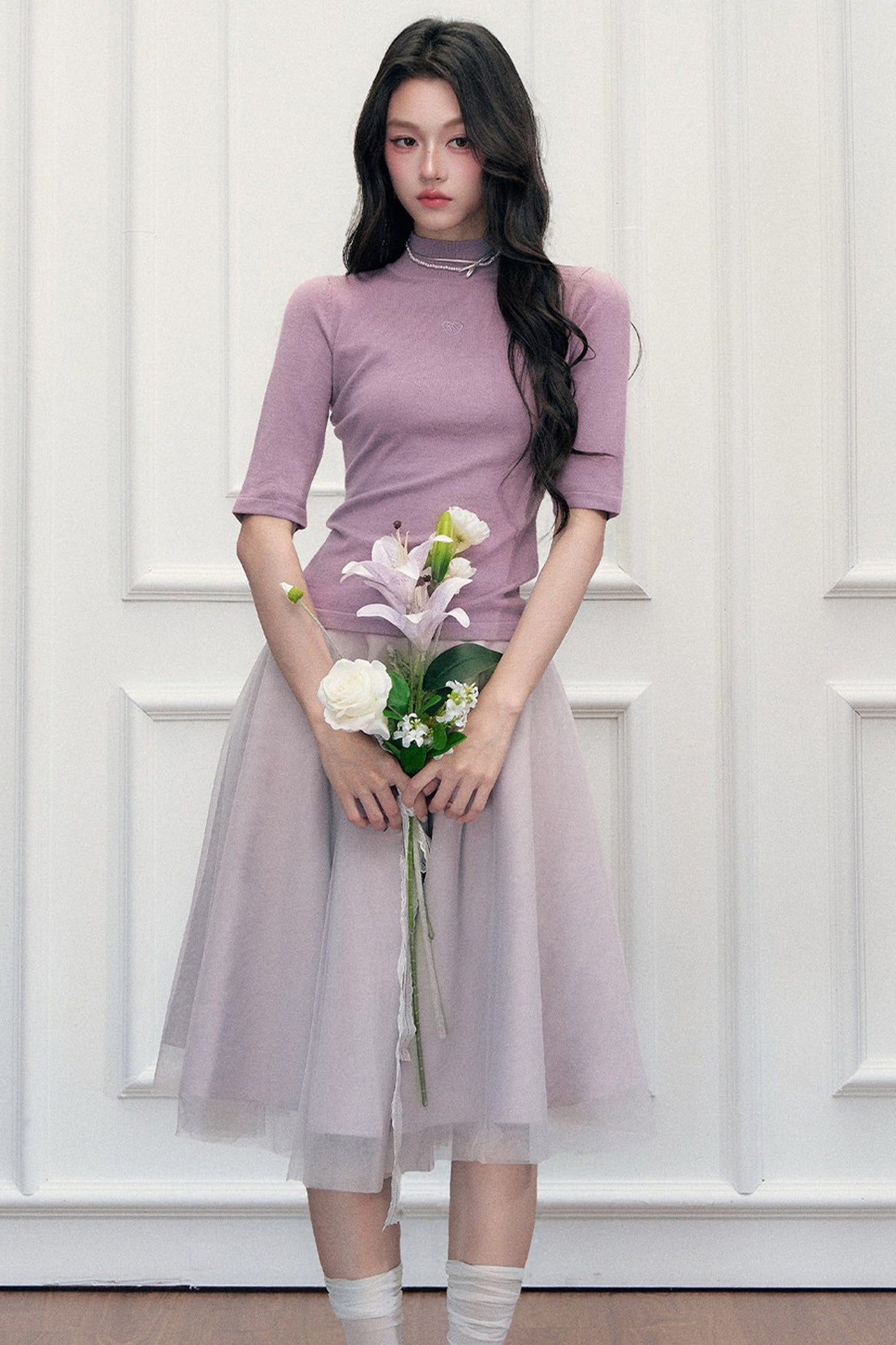 Slim-Fit Half-High Collar Knit Base Top